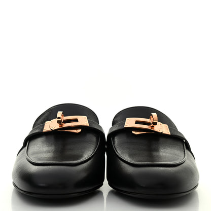 Hermes Goatskin Oz Mules 37 Black 2 of 9