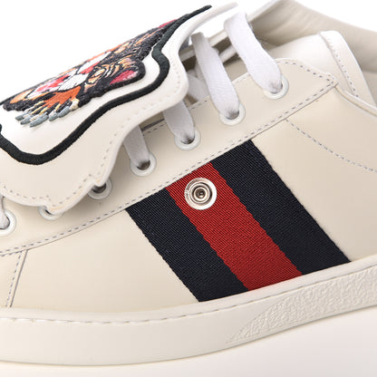 Gucci Calfskin Ayers Web Angry Cat Embroidered Mens Ace Sneakers 11.5 White 9 of 10