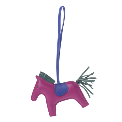 Hermes Milo Lambskin Grigri Rodeo Horse Bag Charm MM Rose Pourpre Malachite Bleu Electrique 1 of 5