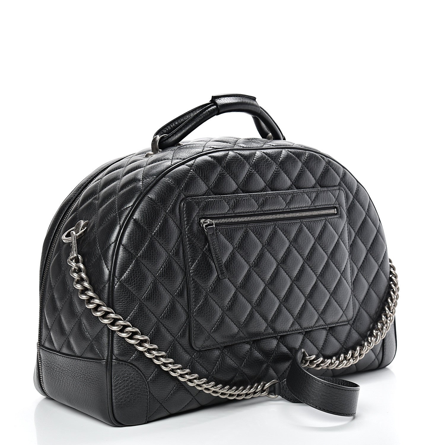 Chanel Calfskin Quilted Large Airlines Round Trip Bowling Bag Black 2 of 10
