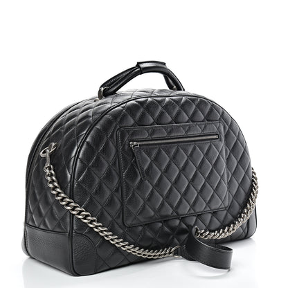 Chanel Calfskin Quilted Large Airlines Round Trip Bowling Bag Black 2 of 10