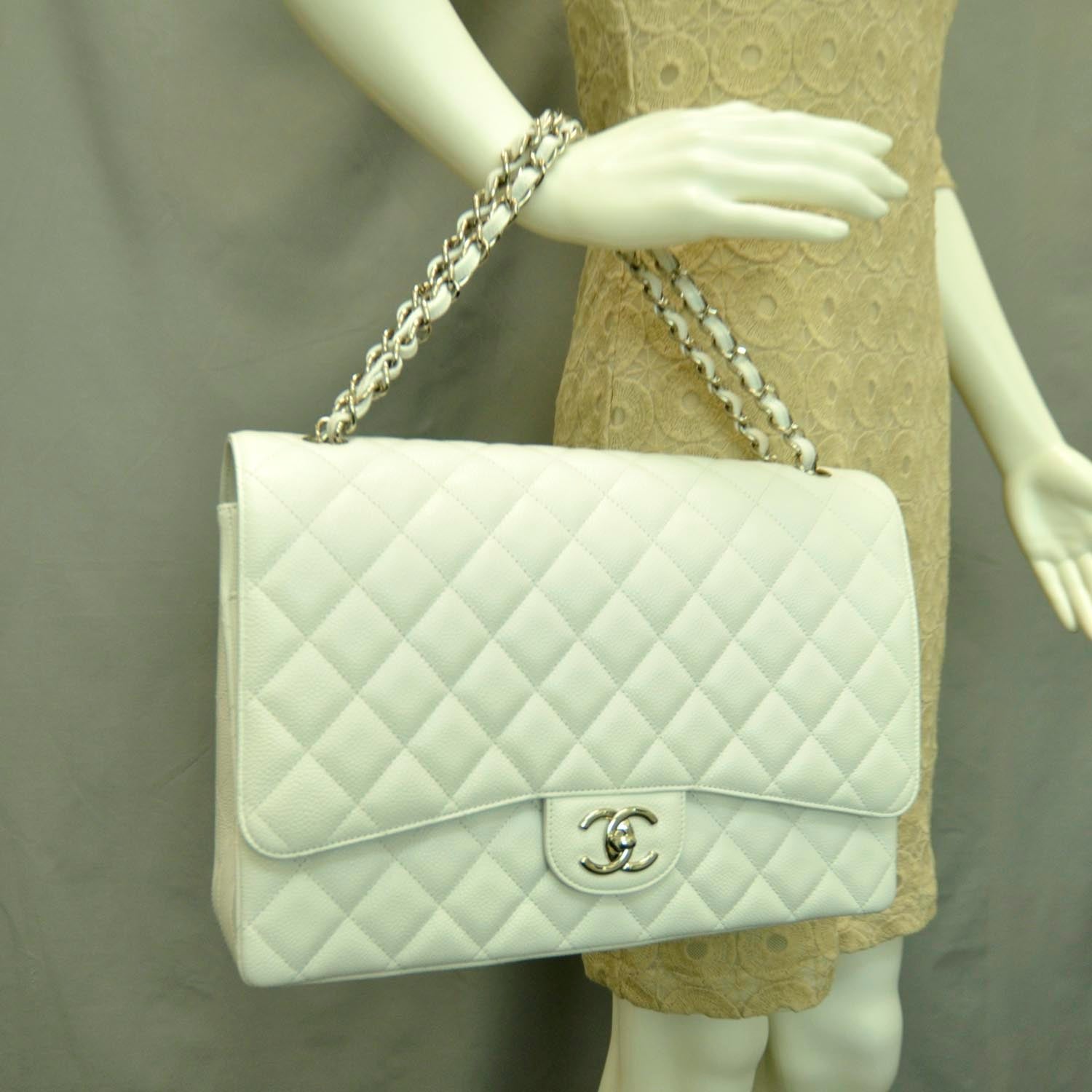 Chanel Caviar Maxi Double Flap White 2 of 13