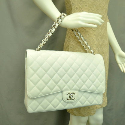 Chanel Caviar Maxi Double Flap White 2 of 13