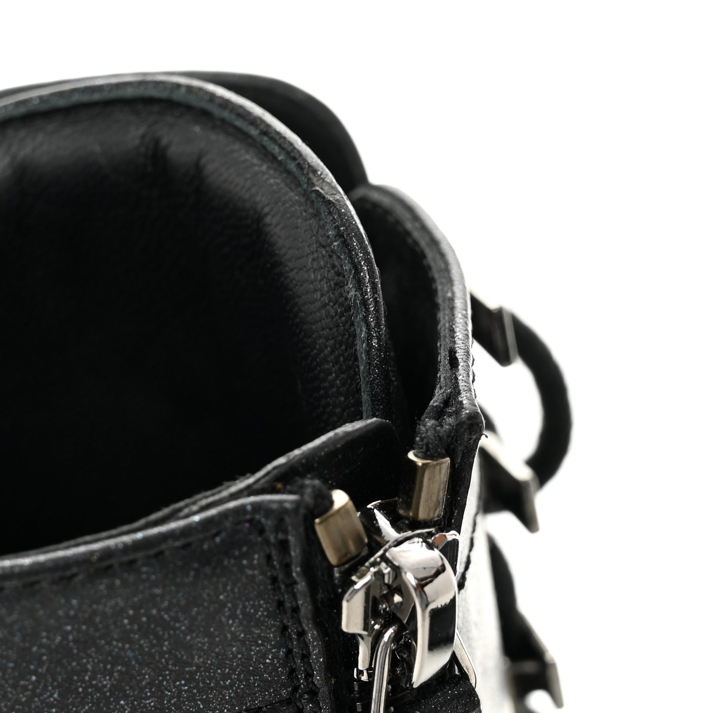 Iridescent Calfskin Patent Cap Toe Lace Up Combat Boots 38 Black