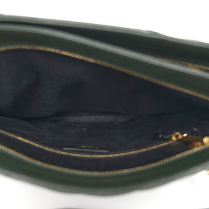 Saint Laurent Grain de Poudre Matelasse Chevron Medium Tribeca Shopping Bag Vert Fonce 6 of 11