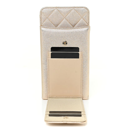 Chanel Metallic Lambskin Quilted Zip Phone Case Gold 6 of 10