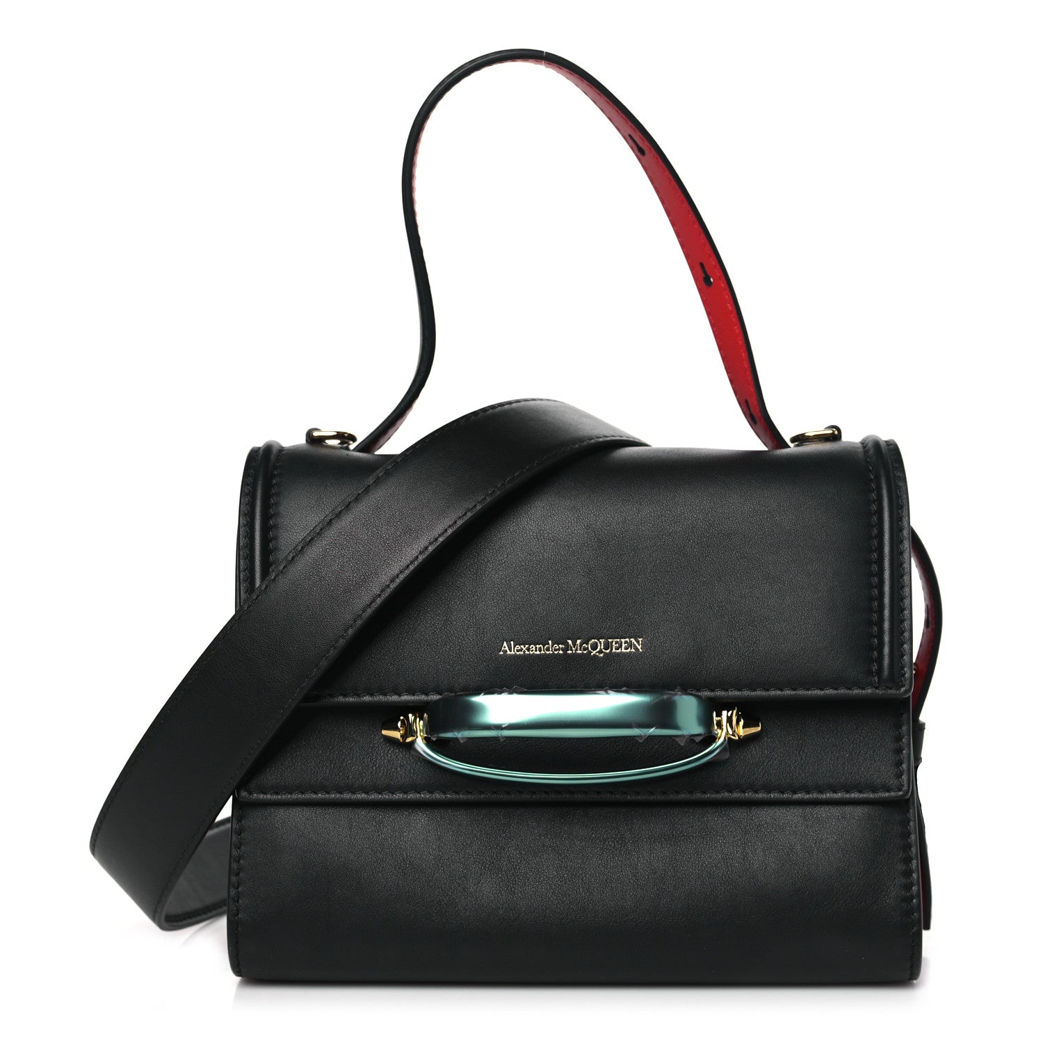 Alexander McQueen ALEXANDER MCQUEEN Calfskin The Small Story Bag Black Red 1 of 9