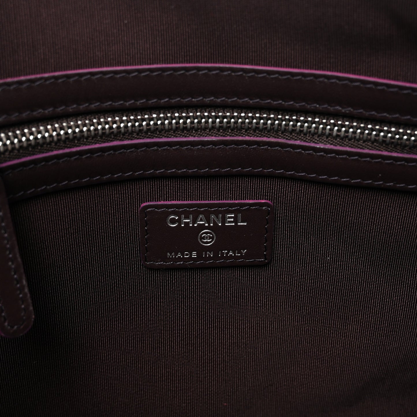 Iridescent Crumpled Calfskin CC Ripples Medium Cosmetic Case Purple