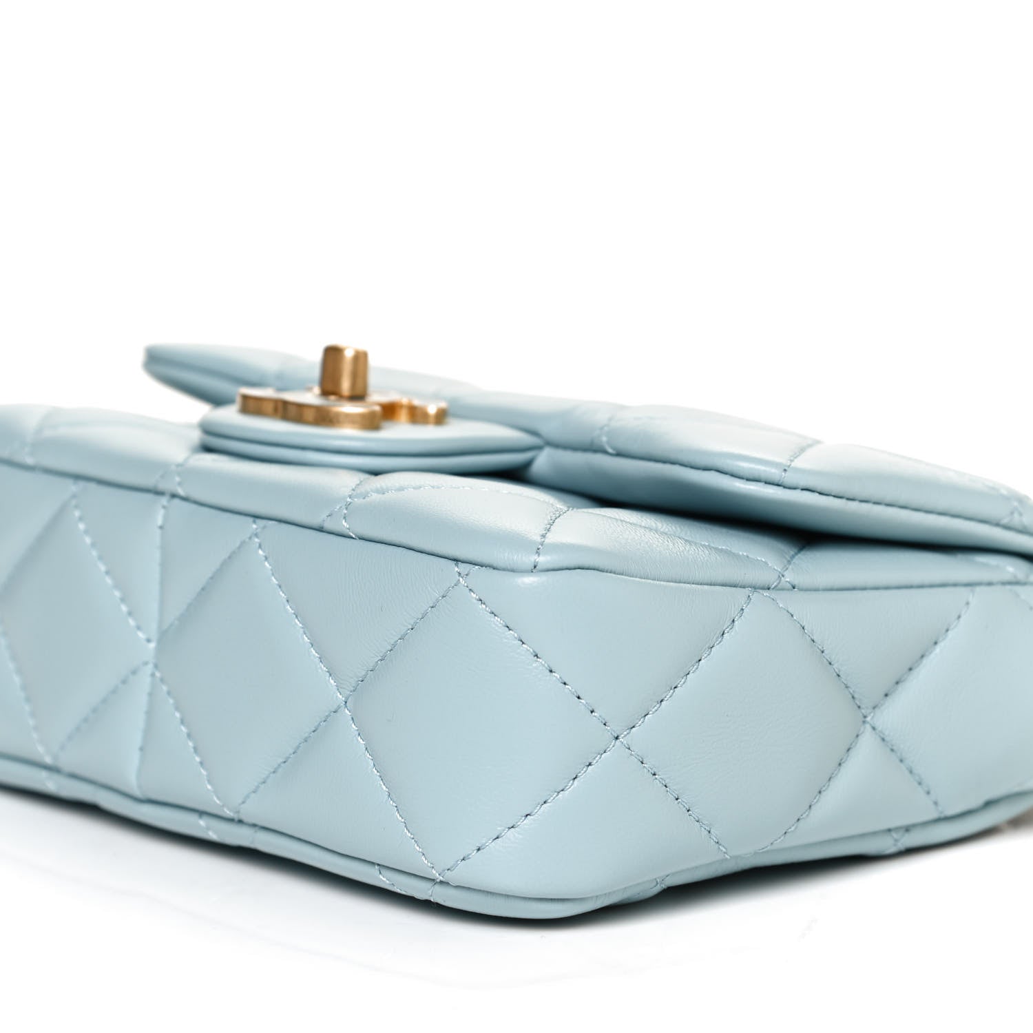 Chanel Lambskin Enamel Quilted Mini Pending CC Square Flap Light Blue 10 of 11