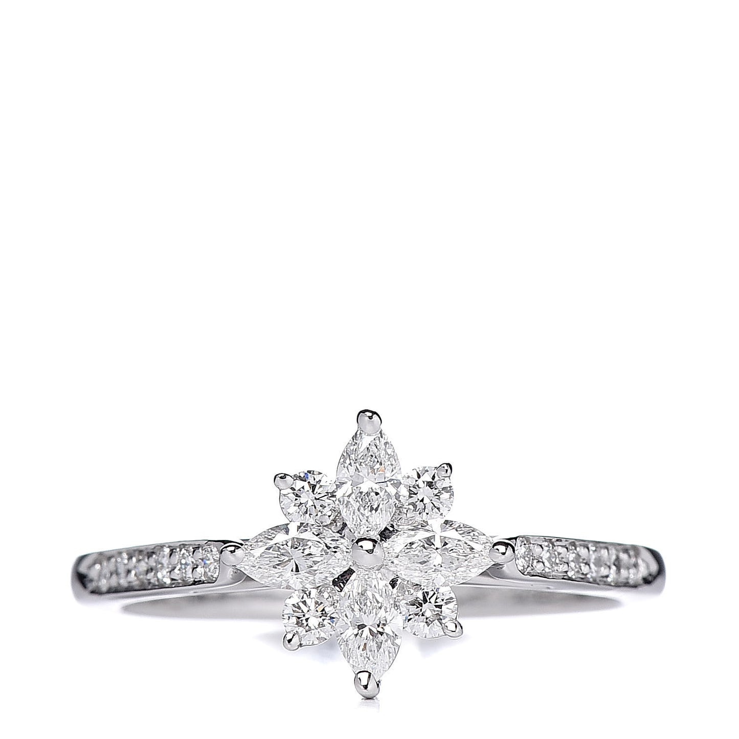Platinum Marquise Diamond Victoria Cluster Ring 50 5.25