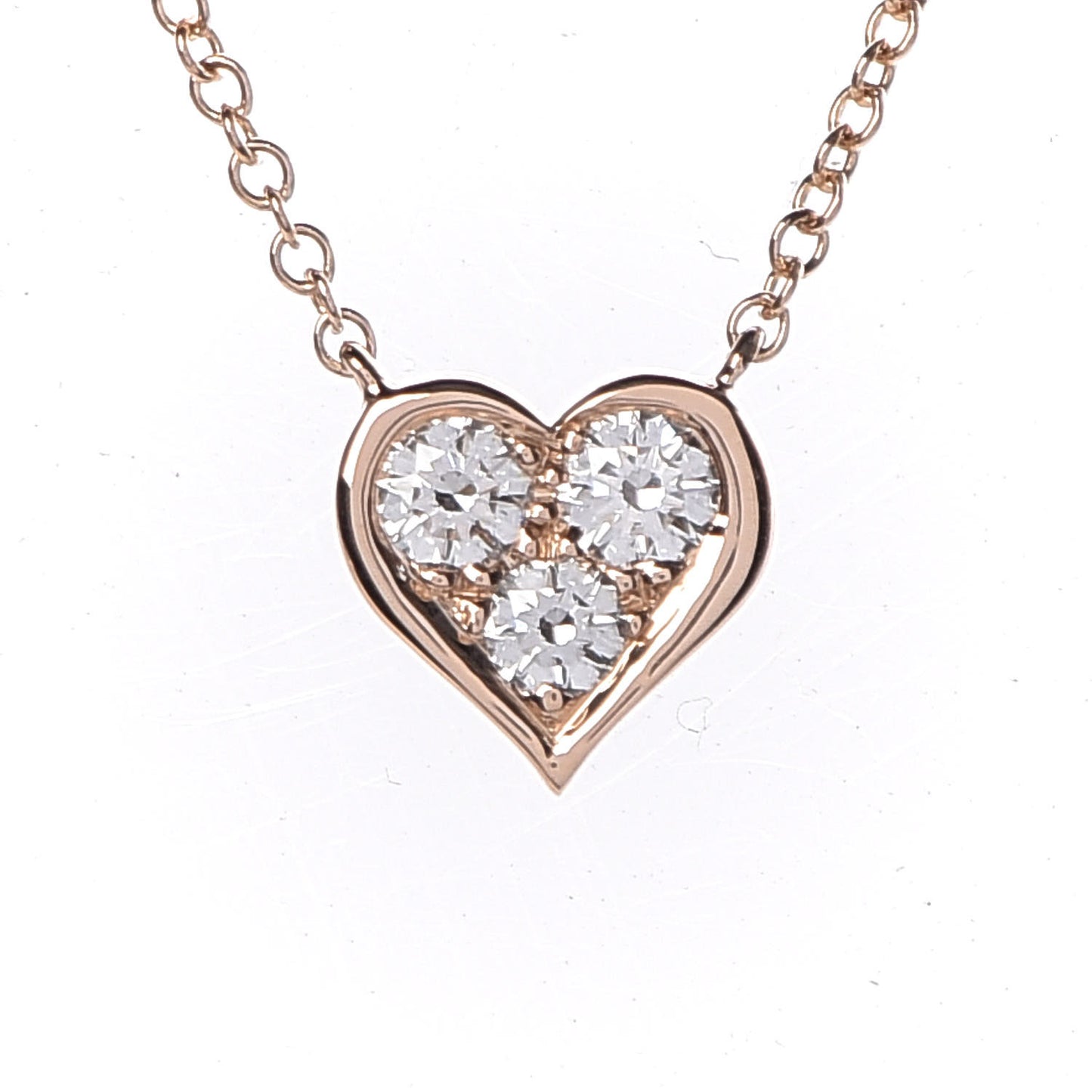 18K Rose Gold Diamond Heart Pendant Necklace