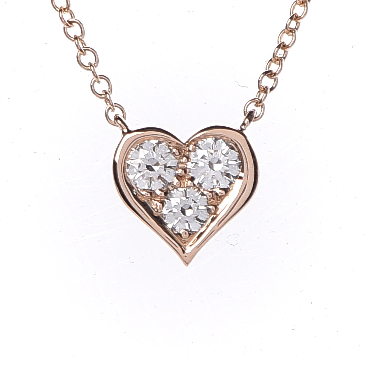 Tiffany 18K Rose Gold Diamond Heart Pendant Necklace 4 of 8