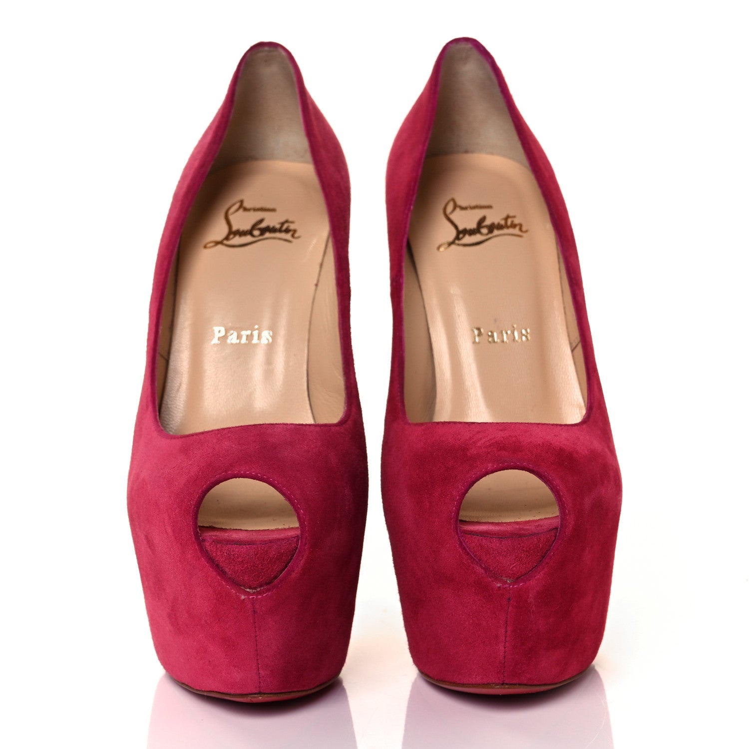 Christian Louboutin Suede Shameless 160 Peep Toe Heels 37 Pivoine 2 of 9