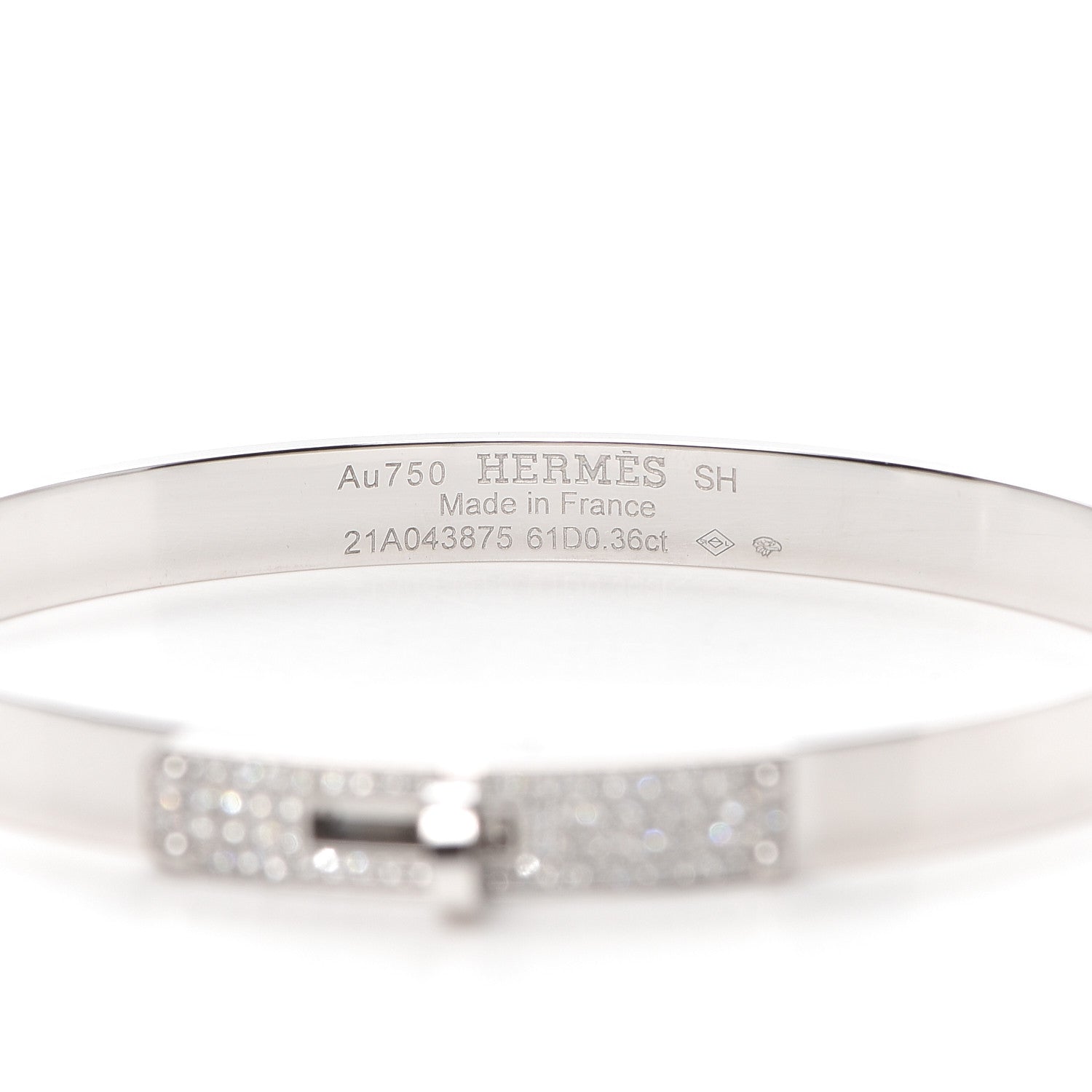 Hermes 18K White Gold Diamond PM Kelly Pave Bracelet SH 4 of 5