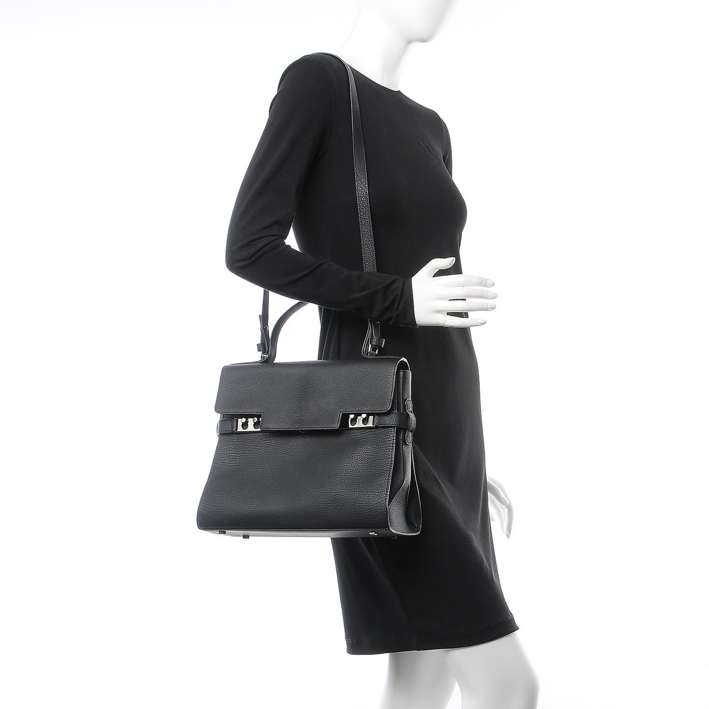 Grained Calfskin GM Tempete Satchel Black