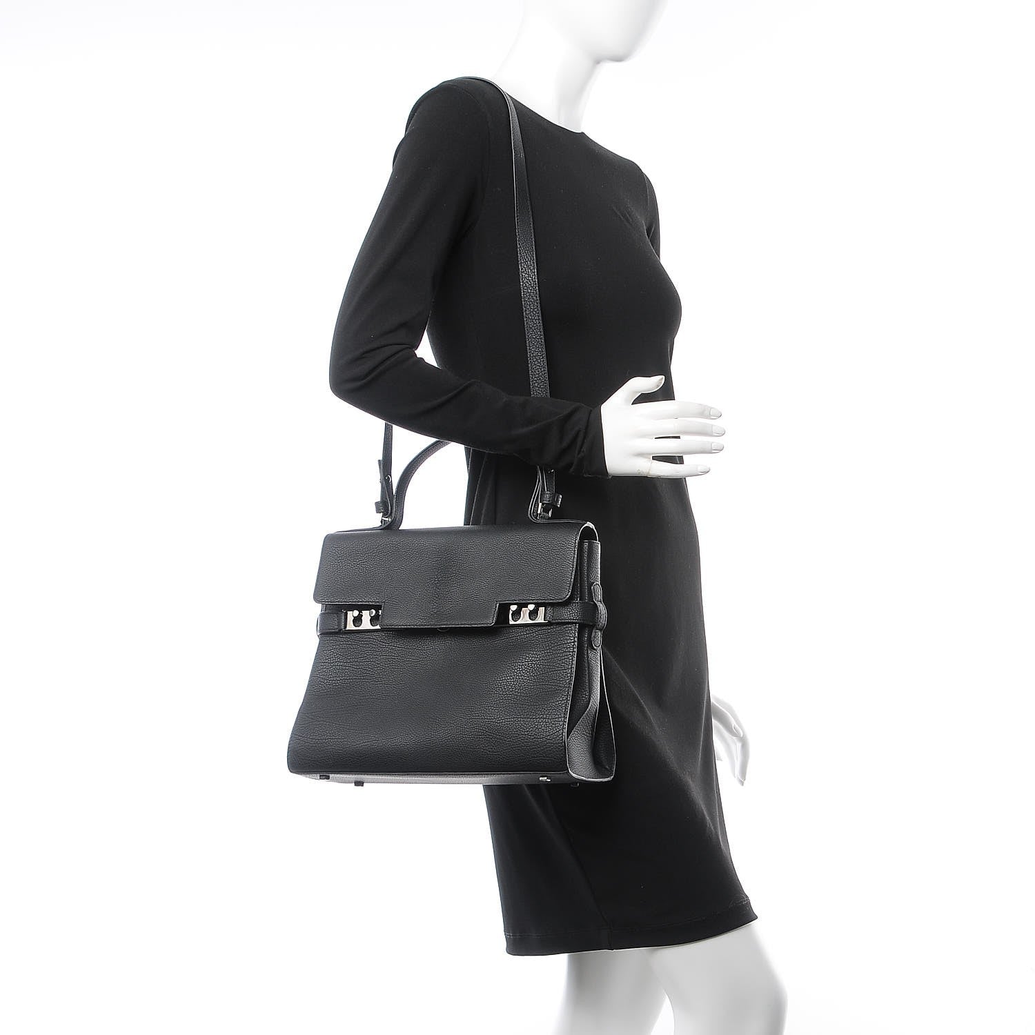 Delvaux Grained Calfskin GM Tempete Satchel Black 2 of 9