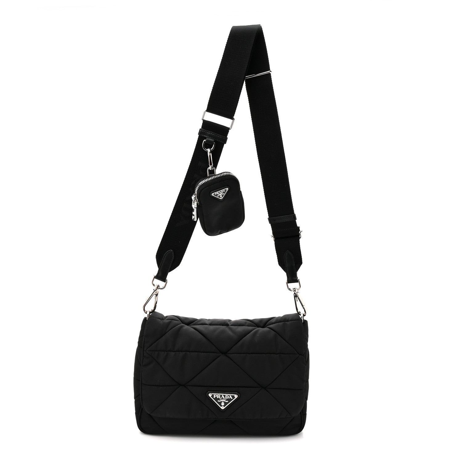 Prada Re-Nylon Quilted Padded Flap Shoulder Bag Black 1 of 12