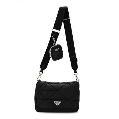 Prada Re-Nylon Quilted Padded Flap Shoulder Bag Black 1 of 12