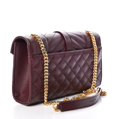 Saint Laurent Grain De Poudre Textured Mixed Matelasse Triquilt Small Monogram Satchel Burgundy 3 of 9