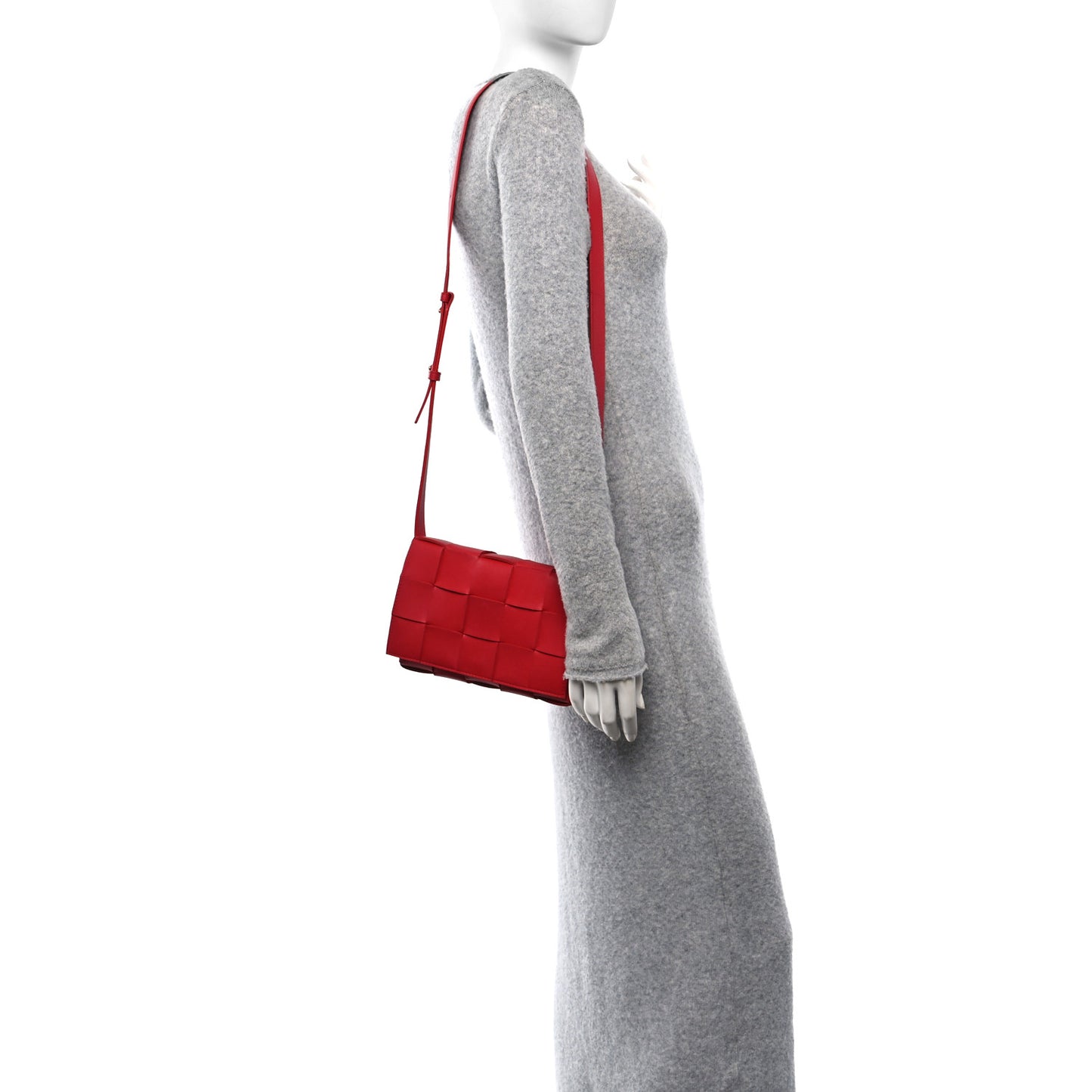 Lambskin Maxi Intrecciato Cassette Crossbody Bag Redstone