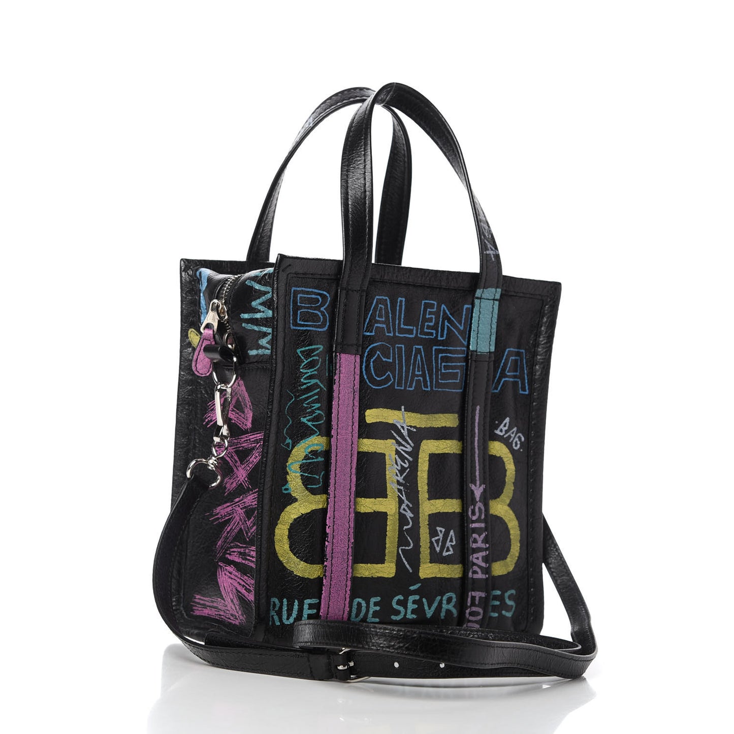 Agneau Arena Graffiti All Over XS Bazar Shopper Tote Black Multicolor