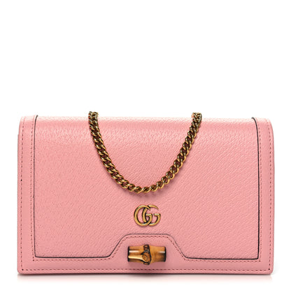 Gucci Textured Dollar Calfskin Diana Chain Wallet Wild Rose 1 of 10