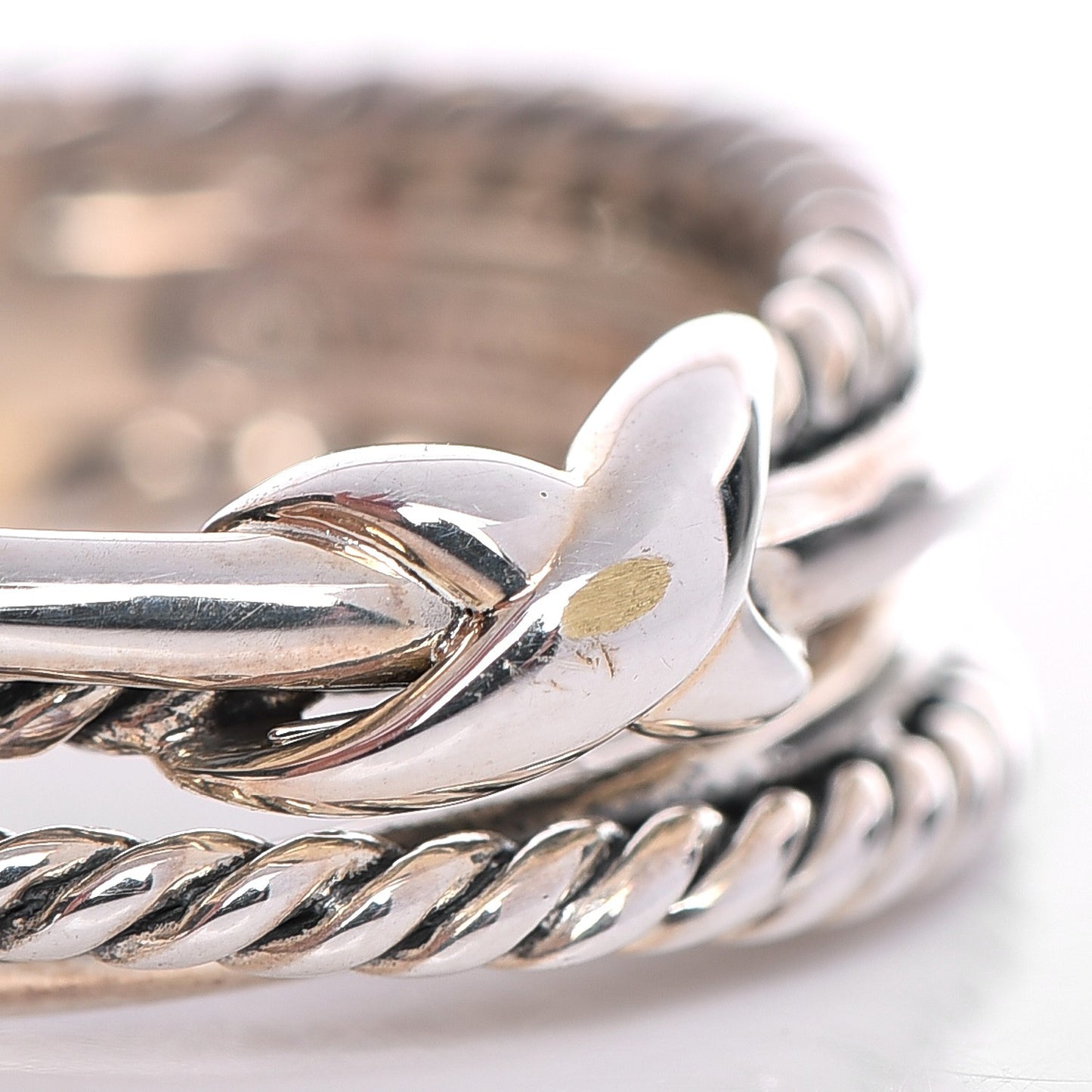 Sterling Silver 18K White Gold 6mm X Crossover Ring 6