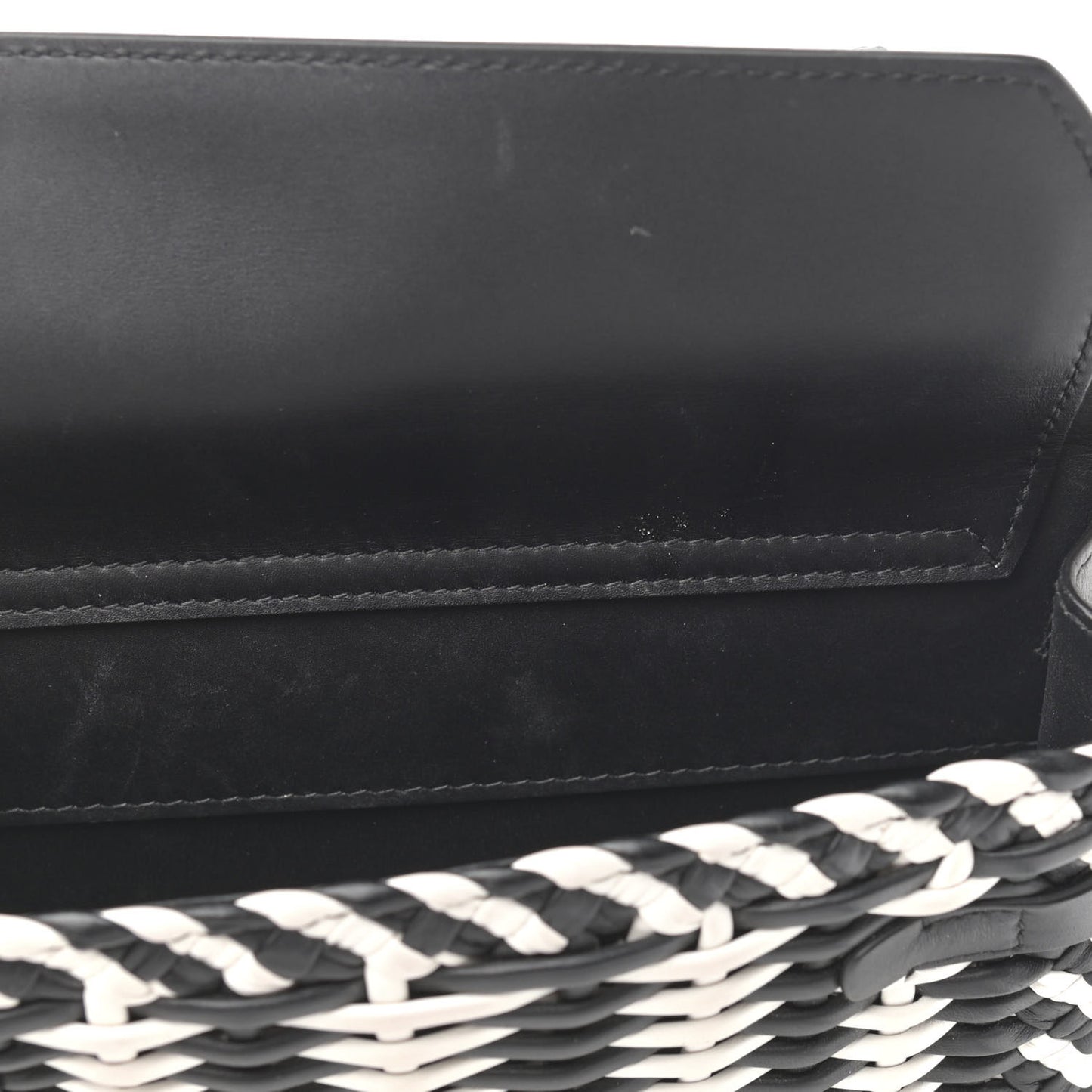 Calfskin Woven Medium Sicily 58 Satchel Black White