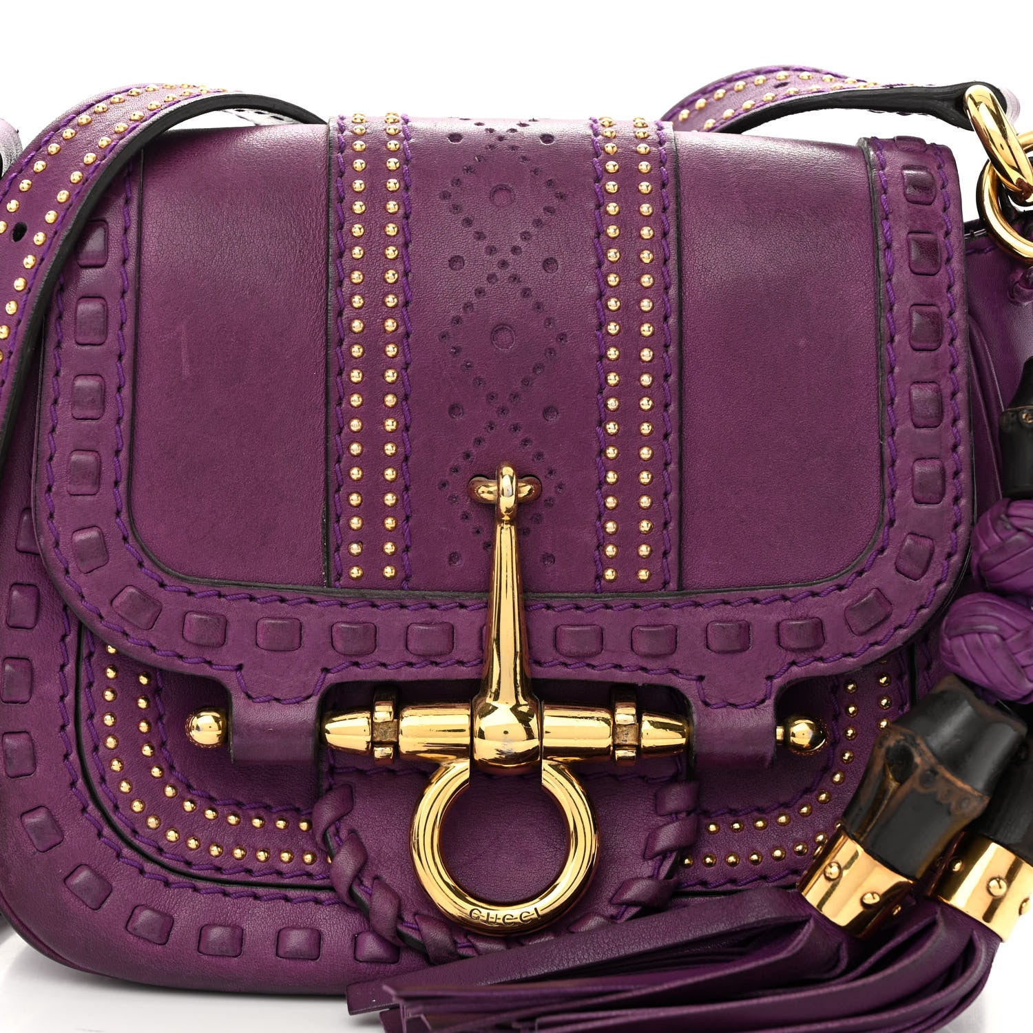 Gucci Calfskin Small Snaffle Bit Shoulder Bag Purple 8 of 11