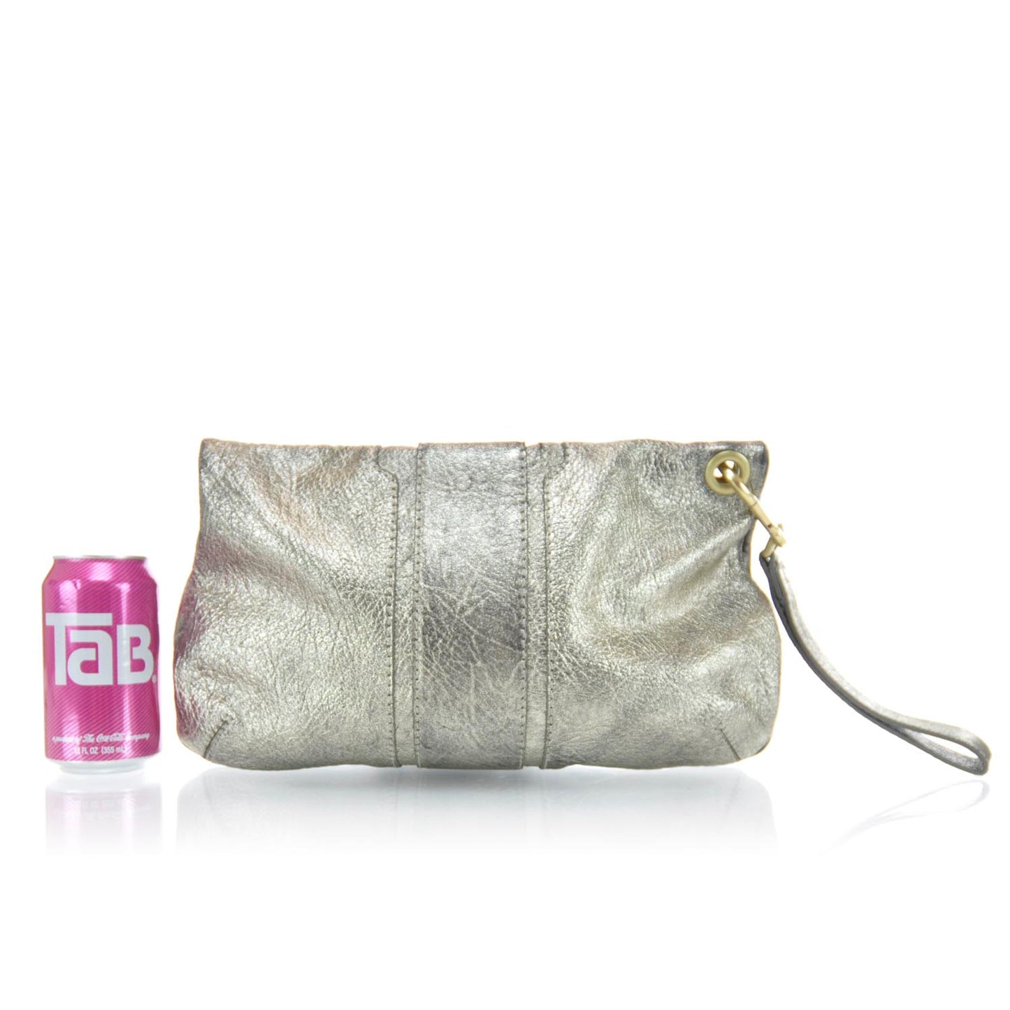 Leather Mave Foldover Clutch Metallic