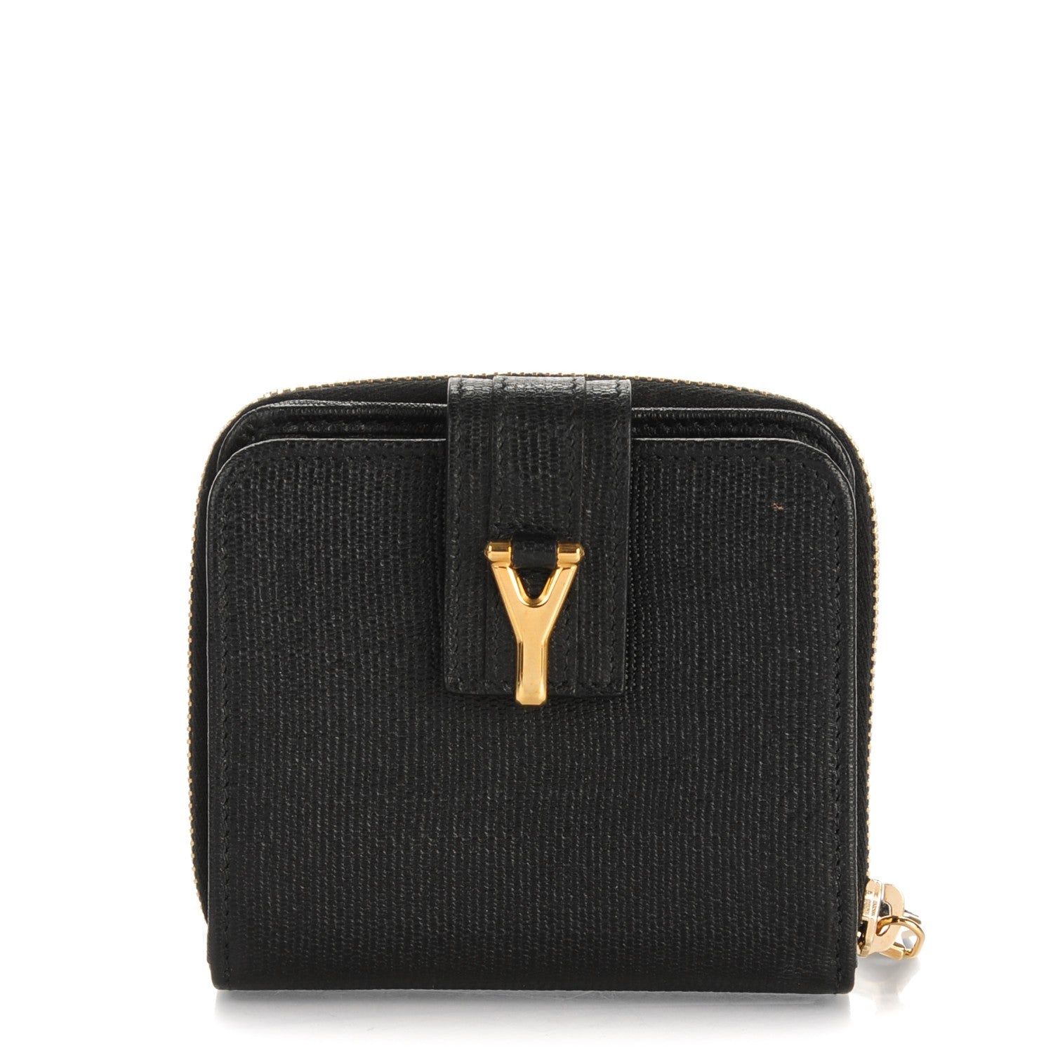 Saint Laurent Textured Calfskin Classic Y Ligne Compact Wallet Black 1 of 7