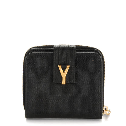 Saint Laurent Textured Calfskin Classic Y Ligne Compact Wallet Black 1 of 7