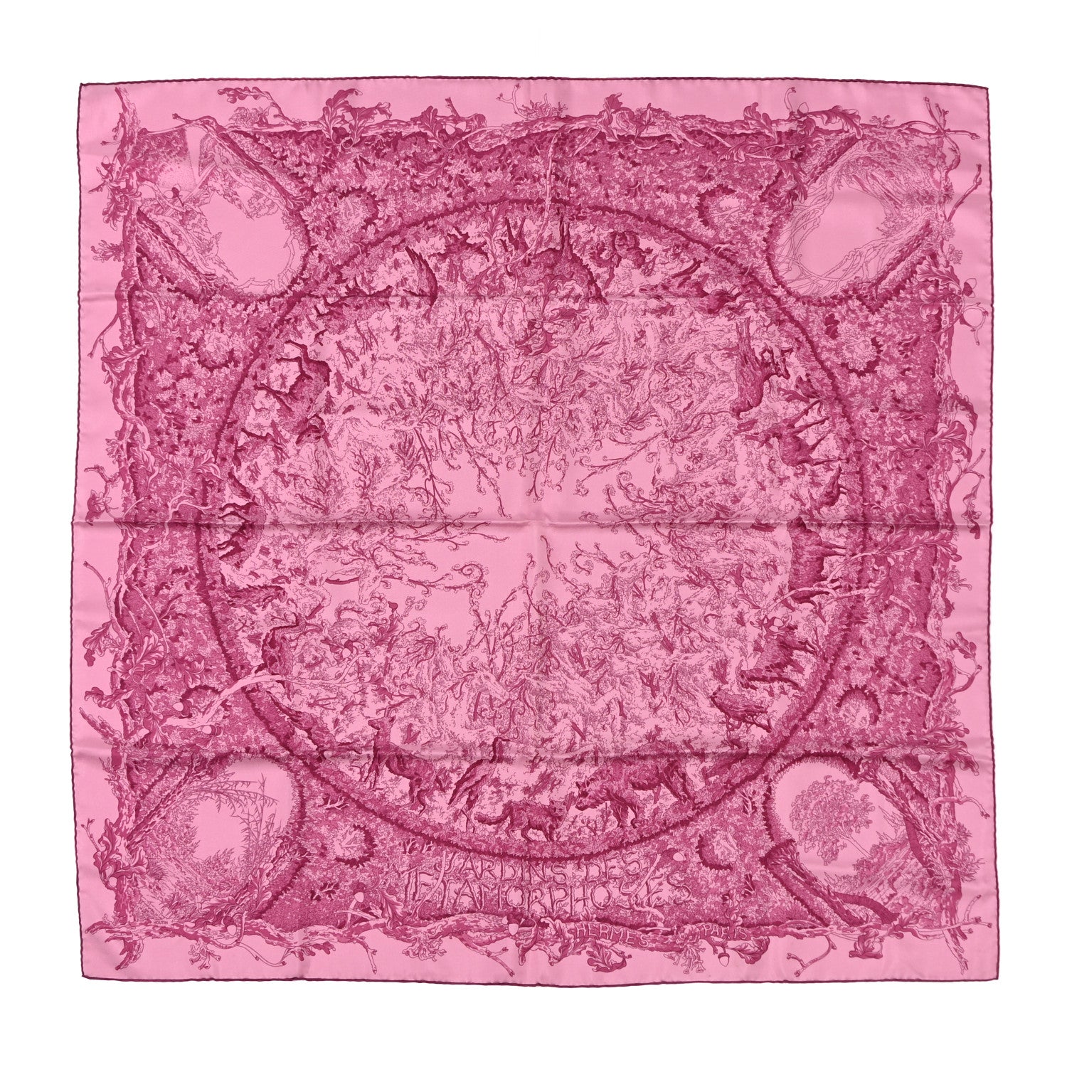 Hermes Silk Jardins Des Metamorphoses Scarf Pink 1 of 10