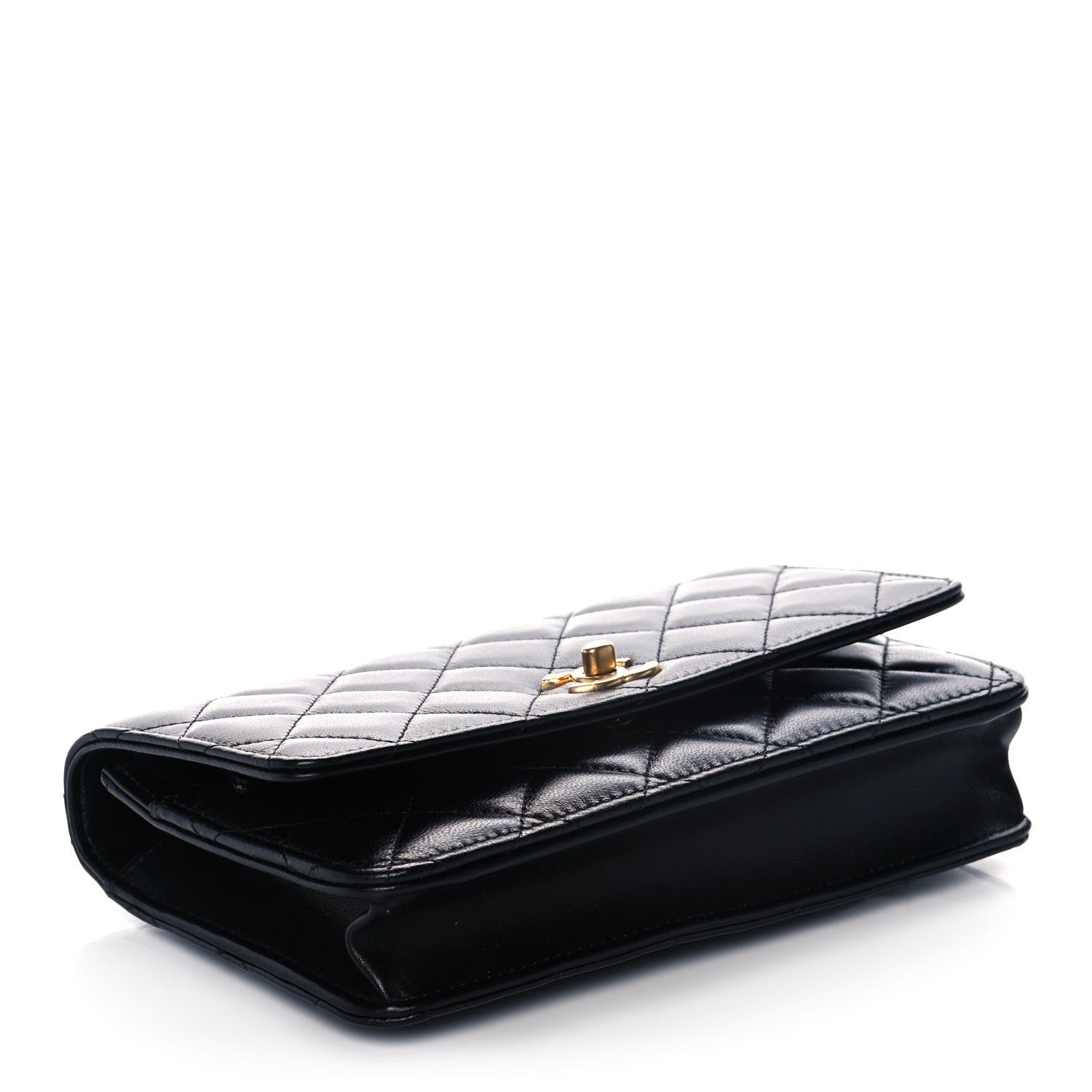 Chanel Lambskin Quilted CC Pearl Crush Wallet on Chain WOC Black 5 of 14