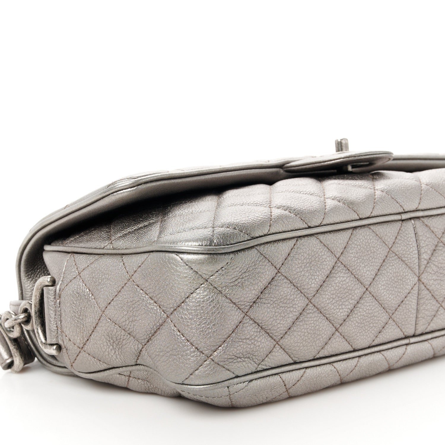Chanel Metallic Calfskin Quilted Medium Casual Rock Flap Silver 9 of 10