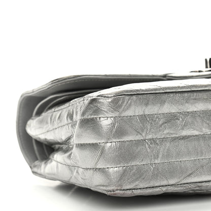 Chanel Metallic Crumpled Calfskin Chevron Quilted Mini Rectangular Flap Silver 8 of 9