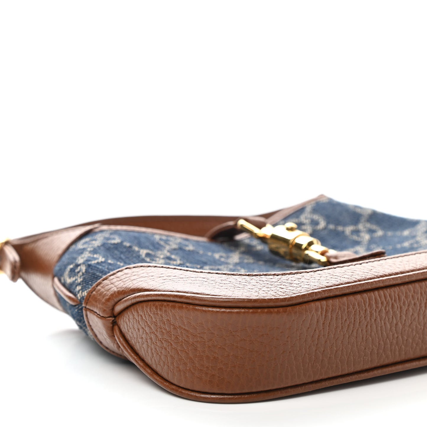 New Denim GG Monogram Calfskin Mini Jackie 1961 Hobo Blue Tea Cuir