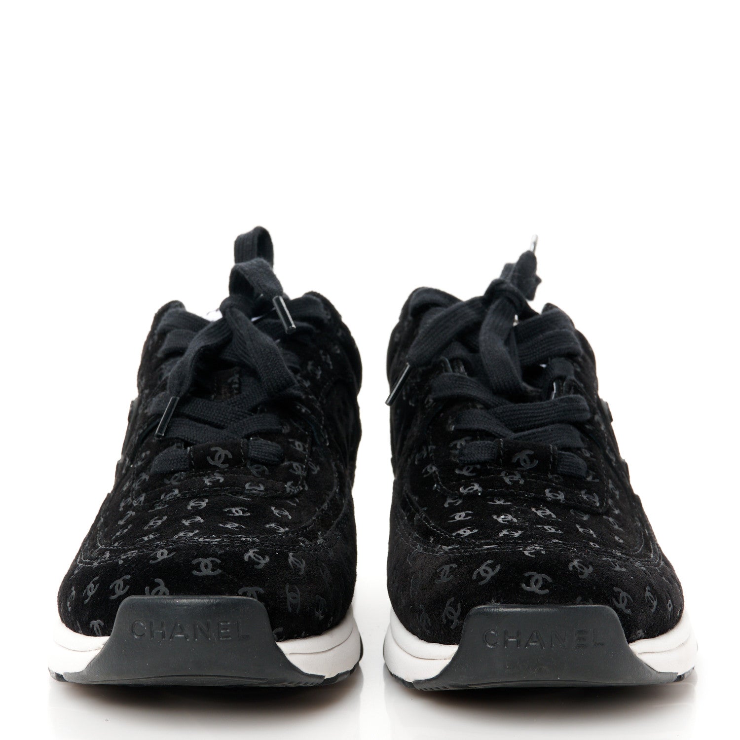 Chanel Suede Calfskin Printed CC Sneakers 39 Black 2 of 9