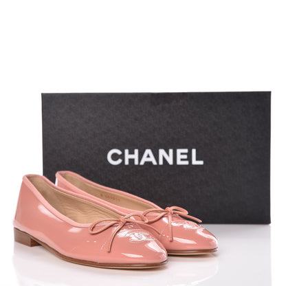 Chanel Patent Calfskin CC Cap Toe Ballerina Flats 36 Dark Pink 12 of 12