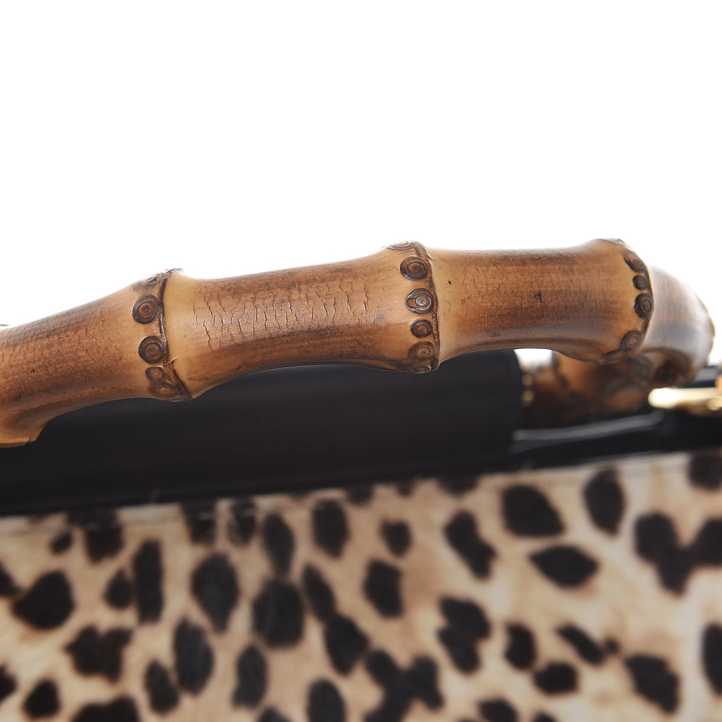 Calf Hair Bamboo Web Leopard Print Mini Nymphaea Top Handle Bag
