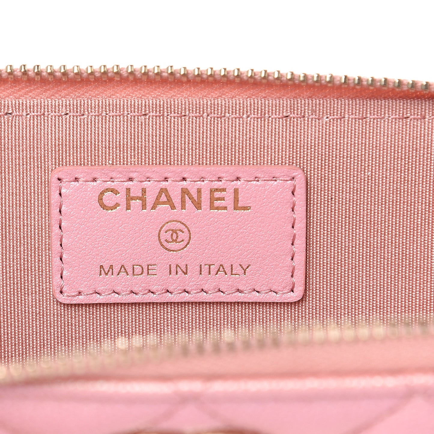 Iridescent Caviar Quilted Zipped Key Holder Case Rose Pink