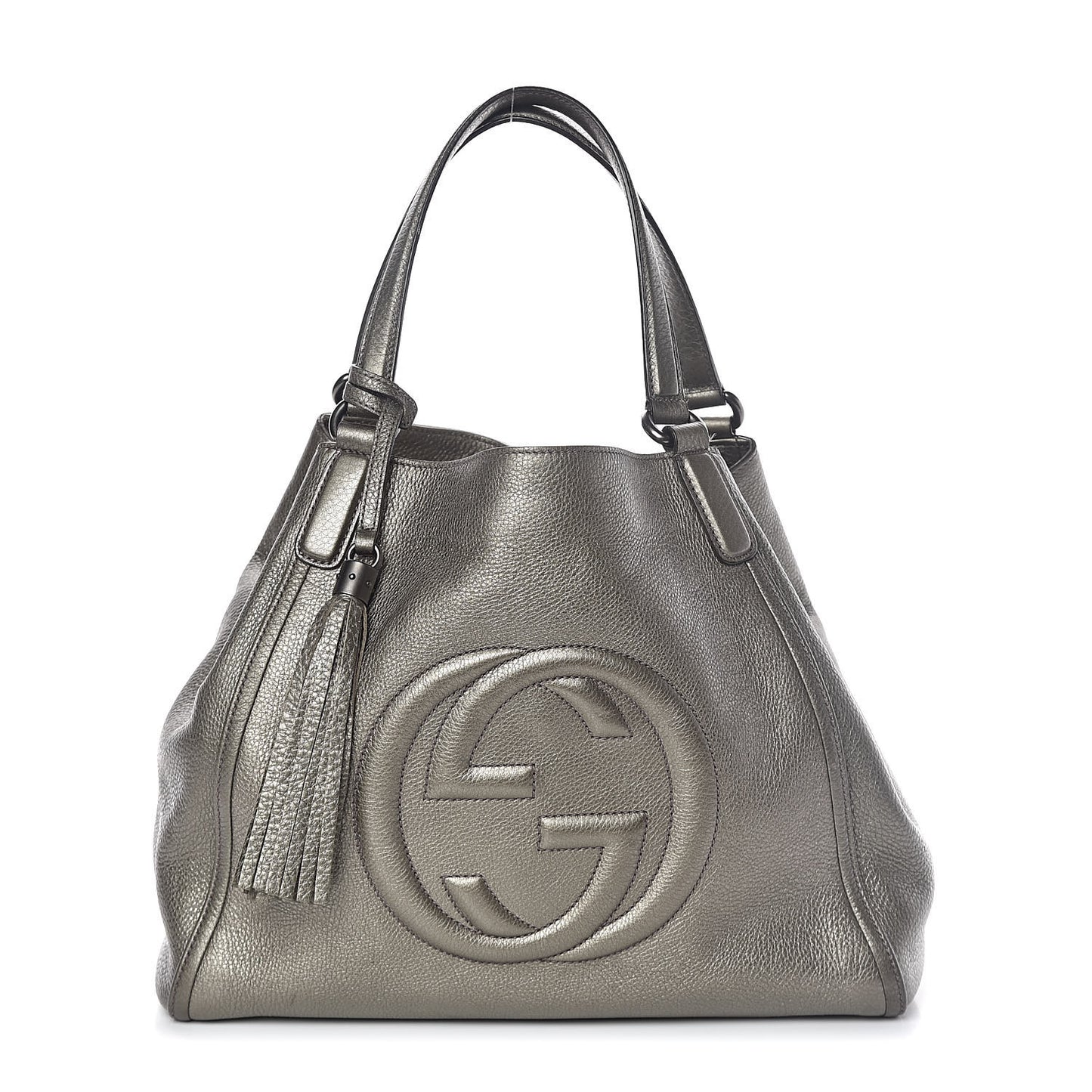 Metallic Pebbled Calfskin Medium Soho Shoulder Bag Sasso