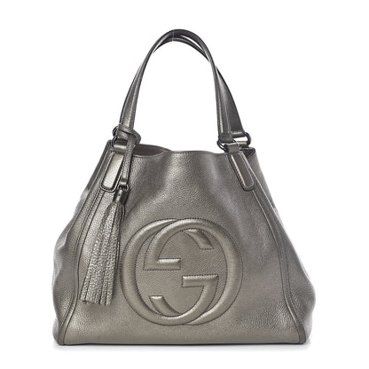 Gucci Metallic Pebbled Calfskin Medium Soho Shoulder Bag Sasso 1 of 10