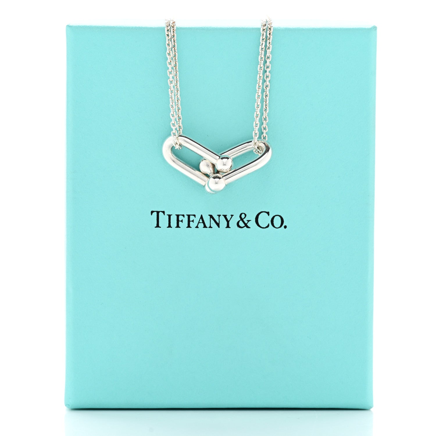 Tiffany Sterling Silver Double HardWear Link Pendant Necklace 6 of 6