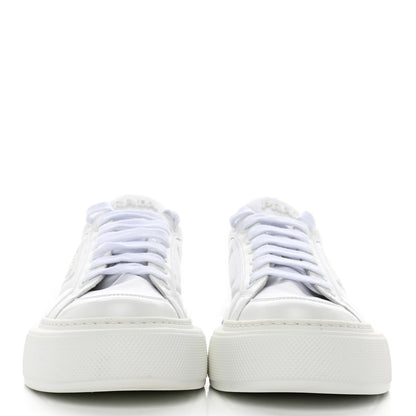 Prada Re-Nylon Spazzolato Rubber Triangle Logo Macro Quilted Mens 35mm Platform Sneakers 6 White 2 of 16