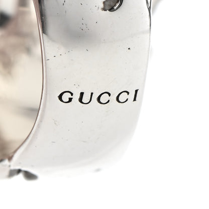 Gucci Metal Crystal Lion Head Ring 7.5 Black Aged Silver 56/7.5 Silver 5 of 8
