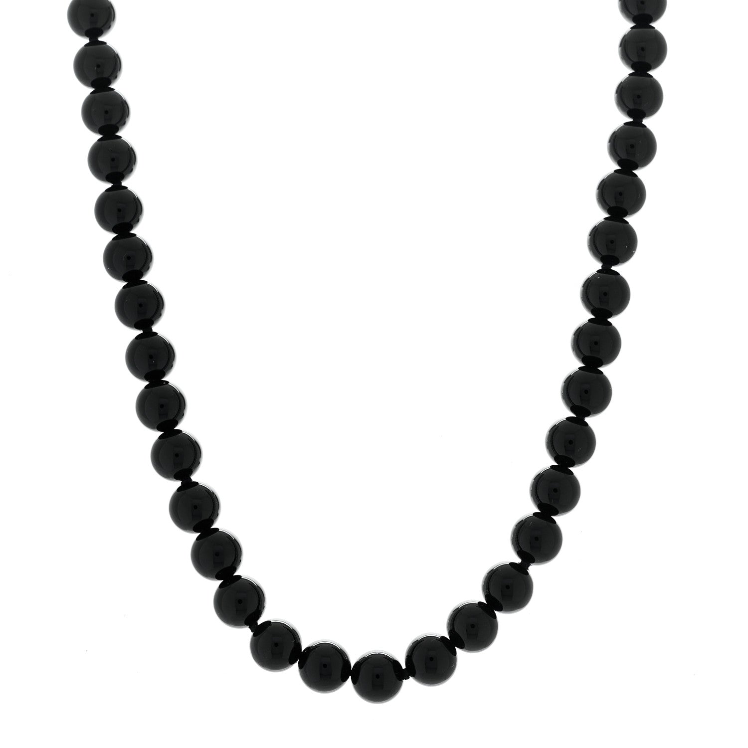 Tiffany Sterling Silver Black Onyx Bead Toggle Necklace 1 of 6