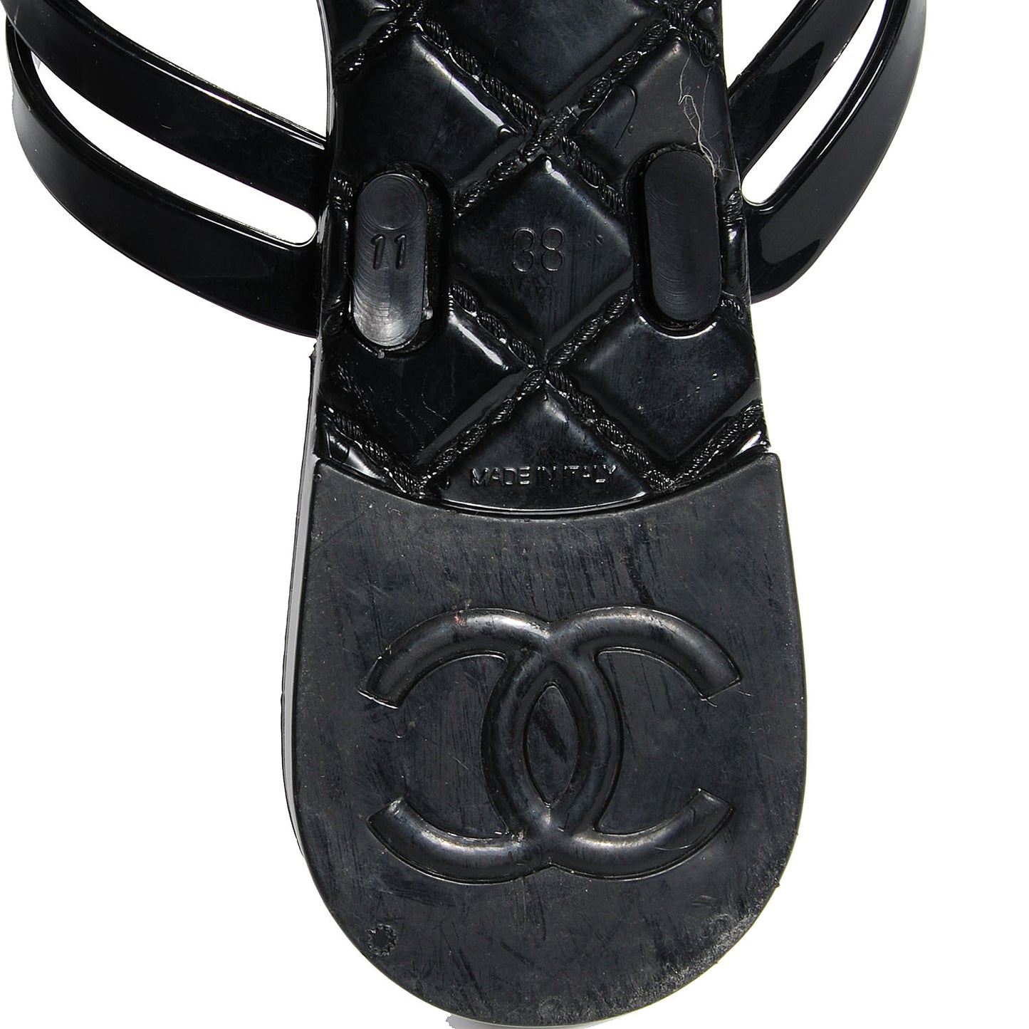 Jelly Camellia Thong Sandals 38 Black White