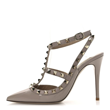 Valentino Garavani Patent Nappa Rockstud Ankle Strap 100mm Pumps 37 Poudre 1 of 13
