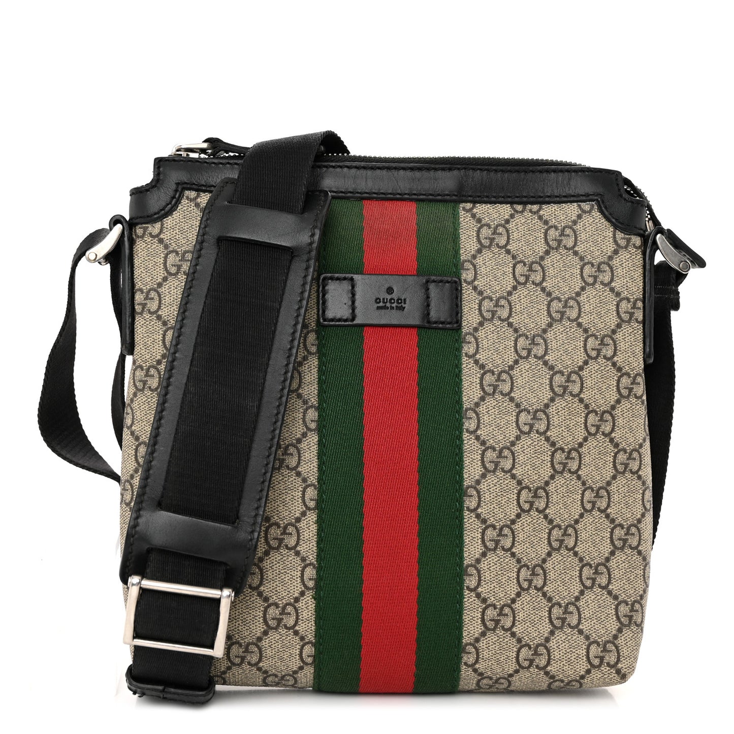 GG Supreme Monogram Web Messenger Bag Black